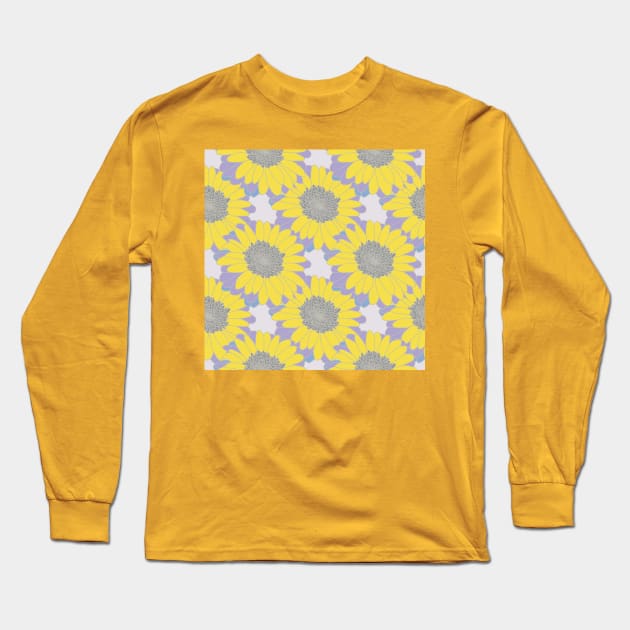 Yellow Daisy Floral Pattern Long Sleeve T-Shirt by ellenhenryart